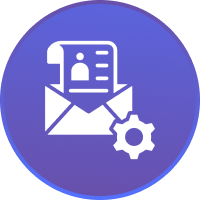 Email icon with settings gear symbol.