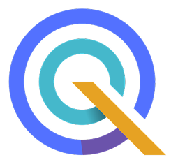 Abstract design with blue and orange shapes.